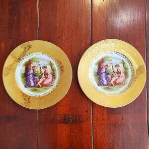 Vintage Edgewood china Angelica Kauffman 22k warrantied gold plates 2 count